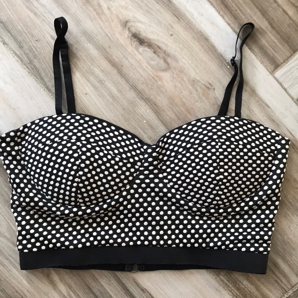 Agaci’ Black and White Polka Dot Bustier Top